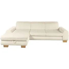 Set One by Musterring Ecksofa, beige (natur), SET ONE BY MUSTERRING, Sofas, B/H/T: 307cm x 86cm x 195cm, Cord, Ottomane links, Sitzhöhe 49cm,Sitztiefenverstellung im 3-Sitzer,Kopfteilverstellung,Bettfunktion,Bettkasten, 88% Polyester;12% Polyamid, Ecksofa, Kopteil verstellbar,