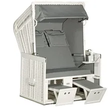 SonnenPartner Strandkorb Konsul 2-sitzer Halbliegemodell Weiß/grau Mit 2 Komfortkopfkissen - Sonnenpartner