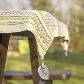 Relaxdays Tischdeckenbeschwerer, 16er Set, Blatt Motiv, Gewicht für Tischdecke, Gardinenbeschwerer, Edelstahl, Silber