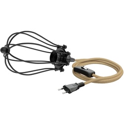 ledscom.de Pendelleuchte LEKA, Käfig schwarz, Hanfkabel, Stecker, Schalter und E27 Fassung, 3m