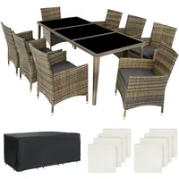Tectake Rattan Sitzgruppe Menorca mit Aluminiumgestell - Naturbelassen