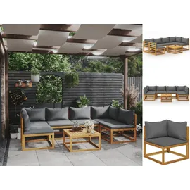 vidaXL 7-tlg. Garten-Lounge-Set mit Auflagen Massivholz Akazie