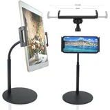 Tablet-Ständer, Schwanenhals, Tablet-Halter, 360 Grad drehbarer Telefonhalter, Schreibtisch-Ständer, flexibler Desktop-Tablet-Ständer für iPad, iPhone, Samsung Tab, 4,7 - 11 Zoll Geräte (schwarz)