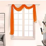 Devola Querbehang Freihanddeko aus transparentem Voile Heimdekoration Unifarbig Gardinen Schals Moderne Einfachheit Fertiggardine BxH 135x400cm Orange 1 Stück