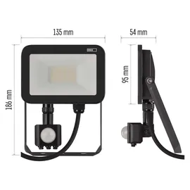 EMOS LED Strahler 20 W Aluminium 2200lm inkl. Bewegungsmelder grau