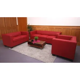 Mendler 2er Sofa Couch Loungesofa Lille ~ Kunstleder, rot