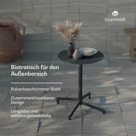 Blumfeldt UrbanEdge Bistrotisch | Stehtisch | 60 cm | klappbar | pulverbeschichtet | wetterfest Anthrazit