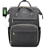 LOVEVOOK Rucksack Damen Schulrucksack, 15,6 Zoll Wasserdicht Laptoprucksack mit USB Ladeanschluss, Rucksäcke für Uni Schule Business Arbeit Reise, Dunkelgrau
