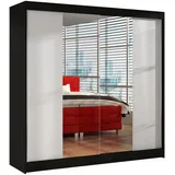 silape Schwebetürenschrank, Schwarz, Weiß, Holzwerkstoff, Rechteckig, 200x215x58 cm, Schlafzimmer, Kleiderschränke, Schwebetürenschränke