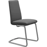 Polsterstuhl STRESSLESS "Laurel", grau (grau batick, chrom glänzend), B:53cm H:92cm T:59cm, Leder BATICK: BATICK ist ein leicht korrigiertes, durchgefärbtes und genarbtes Möbelleder, bei dem die meisten Unebenheiten und Spuren in der Regel entfernt wurden., Stühle, Polsterstuhl, Low Back, Größe M, mit Beinen aus Stahl in Chrom glänzend