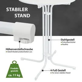 Trutzholm Stehtisch klappbar Ø 80 cm Weiß