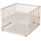 Sämann Laufstall Baby 100x100 cm | TÜV geprüft 2023 | stufenlos höhenverstellbar | Laufgitter Premium | Babybett aus Holz | Krabbelgitter Komplettset natur