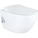 Creavit Design RimOff Hänge WC mit WC-Sitz Weiß spülrandlos