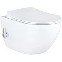 Creavit Design RimOff Hänge WC mit WC-Sitz Weiß spülrandlos