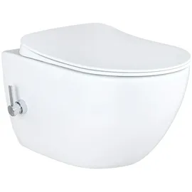 Creavit Design RimOff Hänge WC mit WC-Sitz Weiß spülrandlos