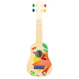 Janod - Gioia Ukulele aus Holz - Musikinstrument für Kinder - Rollenspiel und Musikalische Früherziehung - Wasserfarbe - Ab 3 Jahren, J07652