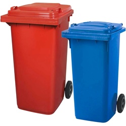 BRB Set mit 1x DIN Mülltonne 120 Liter blau und 1x DIN Mülltonne 240 Liter rot