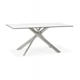 KADIMA DESIGN Esstisch Weiß Grau aus Metall und Glas | Industrieller Stil in Weiß-Grau | Gr.: onesize
