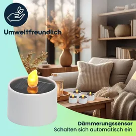 casativo-lighting 8er Set Solar-LED-Teelichter wetterfest IP44 mit Dämmerungssensor weiß