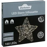 Dehner LED-Stern Silhouette, 160 LEDs, warmweiß, ca. B60/H60/T6,5 cm, Silber