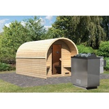 Woodfeeling Karibu Gartensauna/Saunafass Fasshaus 3 9 kW Ofen inkl. Steuergerät inkl. 8-teiligem gratis Zubehörpaket (Gesamtwert 191,92€)