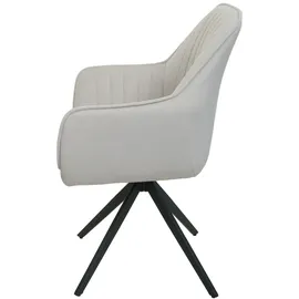 Mendler 2er-Set Esszimmerstuhl HWC-L79, Küchenstuhl Lehnstuhl Stuhl Armlehnen, drehbar Auto-Position Stoff/Textil - creme-beige