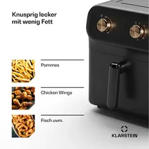 Klarstein AeroCrisp 6 Heißluftfritteuse 1700 W, Heißluftfritteuse, 80–200 °C, Zirkulierende Heißluft, CoolTouch-Gehäuse, Drehknöpfe, Schwarz