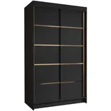 Mirjan24 Schiebetürenschrank, Schwarz, Metall, Rechteckig, 100x200x58 cm, Schlafzimmer, Kleiderschränke, Schwebetürenschränke
