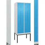 C+P Z-Spind Classic PLUS, Gestell, 4 Abteile, HxBxT 212x80x50cm, Zylinderschloss, Hellgrau/Lichtblau von PROREGAL