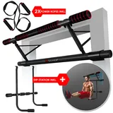 Kesser KESSER® 4in1 Premium Klimmzugstange inkl. DIP-Station & Power Ropes , klappbare Türreck, sichere Türrahmen einhängen, Montage zu Hause ohne Schrauben , Pull Up Bar