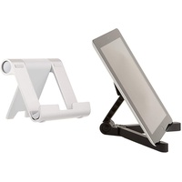 Amazon Basics Tablet-Ständer, verstellbar & Tragbarer Ständer mit verstellbarem Betrachtungswinkel für Tablets, E-Reader und Handys - Silber