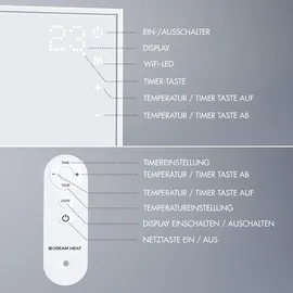 dream heat 480 Watt Infrarotheizung inkl. Eaxus Energiekostenmessgerät (Touch Panel, APP-Steuerung)