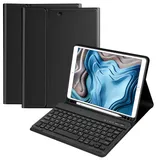 Tastatur Hülle 10.2 Zoll für IPad 9th Gen 2021/8th Gen 2020/7th Gen 2019/IPad Air 3 Gen 2019/IPad Pro 10.5 2017, Magnetisch Bluetooth Abnehmbare QWERTZ Deutscher Tastatur mit Schützhülle(Schwarz)