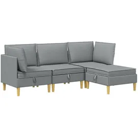vidaXL Sitzgruppe Wohnzimmergarnitur mit Kissen mit Speicher 4 pcs 0 x 0 x 0 cm Grau