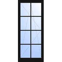 Kunststoff Balkontür "GEORG" 74 mm 2-fach Verglasung 8 Sprossenfelder Tiefschwarz RAL 9005 innen öffnend DIN rechts