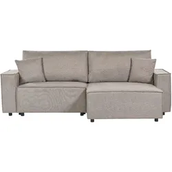 3-Sitzer Ecksofa taupe linksseitig mit Schlaffunktion Stauraum KARILA