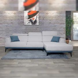Mendler Sofa HWC-G44, Ecksofa L-Form 3-Sitzer, Liegefläche Nosagfederung Taschenfederkern verstellbar 277cm rechts, hellgrau