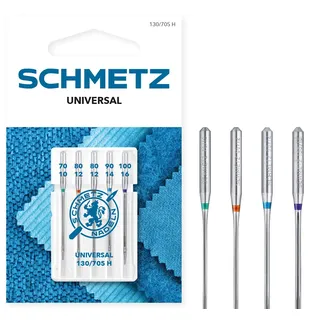 SCHMETZ | 5 Nähmaschinennadeln | Universal | 130/705 H | Nadeldicke 70/10-100/16 | auf jeder gängigen Haushaltsnähmaschine einsetzbar