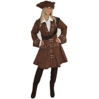 MAYLYNN 16536-L - Piratenkostüm Damen Piratin Kostüm braun Jacke und Hut, Größe:L