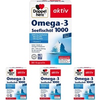 Doppelherz Seefischöl Omega-3 1000 - EPA und DHA als Beitrag für die normale Herzfunktion - 80 Kapseln (4er Pack)