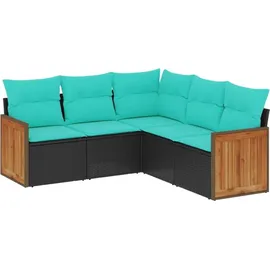vidaXL Gartensofa-Set 5-tlg. schwarz