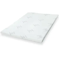 The White Stone Topper 100 x 190 cm | Ergonomischer Matratzen-Topper | Weiche Vliesfüllung | Höhe 5 cm | Atmungsaktiver und milbenresistenter Stoff