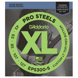 Daddario Saiten, 5er Bass XL Pro Steels 43-127 43-60-85-107-127, EPS300-5