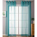 Gardinenbox 2er Set Ösenvorhänge Transparent »Uni« Gardine HxB 175x140 cm Türkis Stores Vorhang Ösen Bleibandabschluß Wohnzimmer, 20332-cn2