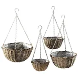 Kobolo Blumenampel Pflanzenampel aus ungeschälter Weide - rund braun - Gr.: onesize