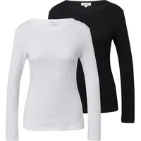 s.Oliver Geripptes Slim-Fit-Longsleeve Weiß/Schwarz M