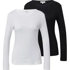 s.Oliver Geripptes Slim-Fit-Longsleeve Weiß/Schwarz M