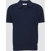 S.Oliver - Gestricktes Poloshirt mit Flammgarnstruktur, Dunkelblau, L