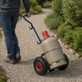 Relaxdays Transportwagen für Gasflaschen 3/5 kg Blau/Rot/Schwarz