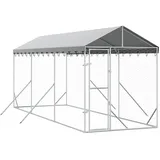 vidaXL Outdoor-Hundezwinger mit Dach 200 x 600 x 250 cm Stahl Silber